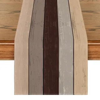 Artoid Mode Braun Planken Antik Alt Rustikal Holz Herbst Tischläufer, Saisonnal Küche Tisch Dekoration Drinnen Urlaub Party Dekor 40x140 cm