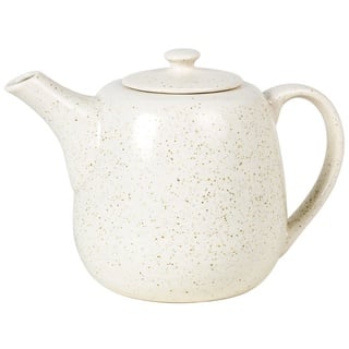 Broste Copenhagen Nordic Vanilla Teekanne aus Steingut in der Farbe Créme gesprenkelt 1,3L, Maße: 25cm x 13cm x 18cm, 14533409