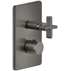 Gessi Inciso Dusche Fertigmontageset, für UP-Thermostat mit Absperrventil, ein Ausgang für UPK 09269, 58232, Farbe: Metall Schwarz PVD