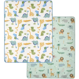 Kinder Wickelunterlage Neugeborene Waschbar Tragbar 70x90 cm - Baby Inkontinenzunterlage Bettunterlage Wasserfest Wasserdicht - Changing Mat Kleinkinder Wiederverwendbar (Blau + Grün)
