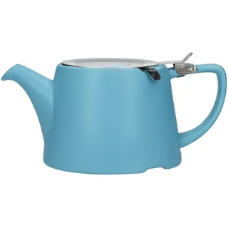 London Pottery Company 43220 Teekanne, oval, mit Sieb für losen Tee, Steinzeug, Steingut, Blau - Satin Blue, 3 Cup Loose Leaf Teapot