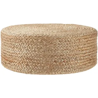 tectake Handgefertigter Pouf Banno Elipse,58 x 22 cm, Belastbarkeit 150 kg,beige , Textil , Rund , 58x22x58 cm , Wohnzimmer, Sessel, Hocker & Hockerbänke, Poufs