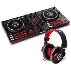 Numark DJ Pro Paket - Mixtrack Pro FX DJ Controller Pult mit 2-Deck Kontrolle, integriertem Audio Interface, Jogwheel-Displays und HF175 Kopfhörer im geschlossenem Design, 40mm Treiber