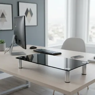 MuCoLa 100CM TV-Glasaufsatz Monitor LCD Aufsatz Bildschirm Erhöhung TV-Tisch Schwarz