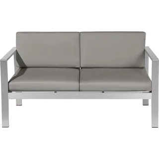 Beliani Gartensofa dunkelgrau Metall, 142x80x70 cm, Loungemöbel, Gartensofas