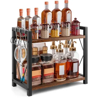 KUOFANY Küchenregal klein,Kleines Regal Küche,Küchenregal Arbeitsplatte Küche Arbeitsplatte,Küchenregal Organizer,Gewürzregalsystem,Kaffee Küchen 2 Tier Organizer Gewürzständer