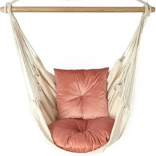 Love Gifts® Hängesessel mit 2 Kissen und Deckenhaken-Kit 130/100 cm - 150kg Belastbar, Hängestuhl für Erwachsene & Kinder, Hängesitz Aufhängung Indoor - Rosa