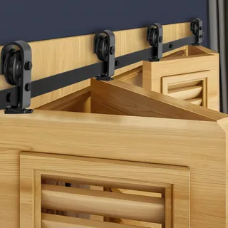 Vevor Schienensystem für faltbare Schiebetüren, 1626mm Laufschiene obere Montage, geeignet für vier 38,1 cm große Schrank-, Speisekammer- & Wäschetüren (nicht im Lieferumfang enthalten)