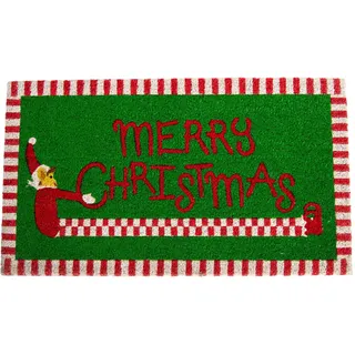 FISURA – Fußmatte “Merry Christmas” aus Kokosnuss mit Rutschfester PVC-Basis. Rote und grüne Weihnachtsmatte mit Spruch. Originales 70 x 40 cm.