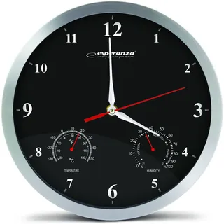 Esperanza Washington Schwarze mechanische Wanduhr Rund Schwarz - Schwarz