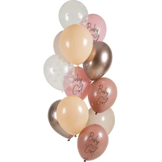 Folat 25158 Luftballons Set Latex - Baby Girl 33cm - 12 Stück - Für Geburt Mädchen Willkommen Zuhause Baby Empfang Partei Dekoration für Familie Partei