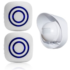 SiegenPro Bewegungsmelder Durchgangsmelder Alarm Katzenklingel Funkalarmanlage Set mit Plug-in-Empfänger und PIR Sensor Detektor für Zu Hause oder Geschäfte (Weiß 2 Empfänger + 1 Detektor)