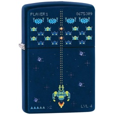 Bild 49114 Unisex-Erwachsene Pixel Game Design Navy PocketClassicLighter,MarineblauMatt,Einheitsgröße