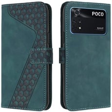 SIENIANLINE Hülle für Xiaomi Poco M4 Pro (4G, 6.43"), Premium PU Leder Klappbar Wallet Schutzhülle Tasche Handyhülle mit [Magnetisch, Kartenfach, Standfunktion] für Xiaomi Poco M4 Pro(Grün)