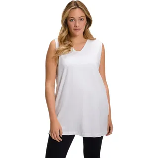 Ulla Popken Damen Basic-v-top T-Shirts, Schneeweiß, 66-68 EU