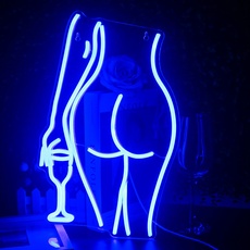 Looklight Frau Rücken Neonschild Blaues LED Lady Weinglas Leuchtreklame Nackter Körper Sexy Lady Neonlicht für Schlafzimmer Gaming Zimmer dekor Home Bar Party Kunst Geschenk