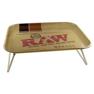 Raw Rolltablet XXL mit Standfüssen ca. 50 x 39 x 3 / 19 cm Betttablett Drehunterlage Bröselunterlage Rolling Tray