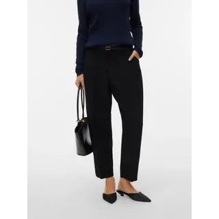 Anzughose VERO MODA "VMELMA MW BARREL BELT ANKLE PANT NOOS", Damen, Gr. XL, Länge 32, schwarz, Web, Obermaterial: 81% Polyester, 17% Viskose, 2% Elasthan, unifarben, Hosen Anzughose