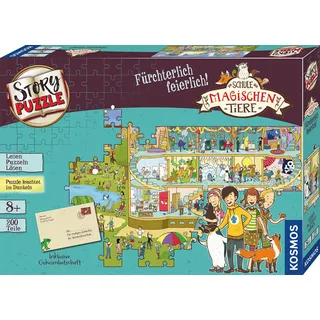 Kosmos Story Puzzle: Die Schule der magischen Tiere - Fürchterlich feierlich!, 200 Teile, Leuchtet im Dunkeln, Lesen, Puzzeln, Rätsel lösen, für Kinder ab 8 Jahre, Geburtstagsgeschenk