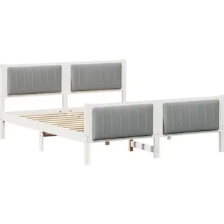 vidaXL Bettgestell Weiß und Hellgrau 160 x 200 cm Massivholz Kiefer - Weiß