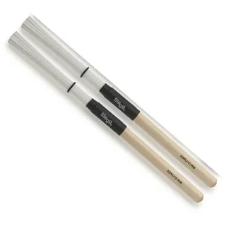 Stagg 21366 Jazzbesen Nylondrähte mit Holzgriff (Drahtlänge: 15cm, Gesamtlänge: 35cm) weiß