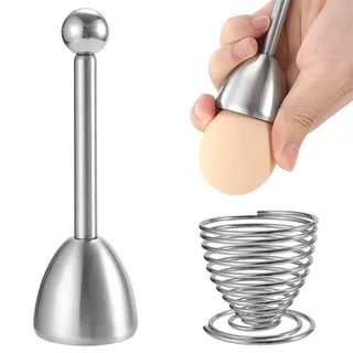 OioTuyi Hochwertiger Edelstahl Eierköpfer und Eieröffner Set, mit Eieröffner, Eierpiekser und Eierbecher – Sauberes Öffnen von Frühstückseiern, Langlebig & Spülmaschinenfest