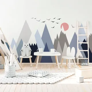Ambiance Sticker Wandsticker für Kinder – Dekoration für Babyzimmer, selbstklebend, riesig, für Kinder, Skandinavische Berge, 50 x 75 cm