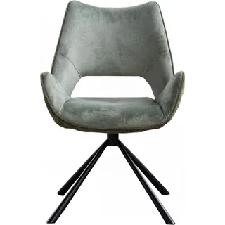 KAWOLA Esszimmerstuhl VELO Drehstuhl Stoff graugrün - Grau