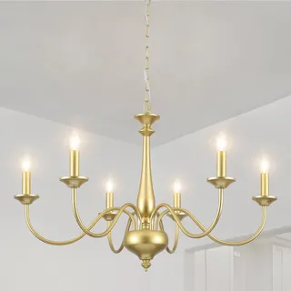 Kronleuchter Gold, 6 Flammig Kronleuchter Modern Wohnzimmerlampe Hängend