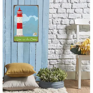 Metallbild QUEENCE "Ostsee Grüße", bunt (farbe bild(er): bunt), B:20cm H:30cm, Metall, Stahl, Bilder, Metallbild, Stahlschilder