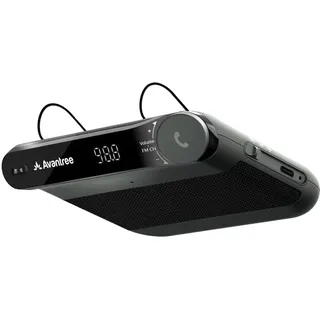 Avantree Roadtrip - Bluetooth Freisprecheinrichtung fürs Auto, FM-Sender | 2-in-1 Car Kit, 6-W-Lautsprecher, integriertes Mikrofon und 22 Std. Akkulaufzeit
