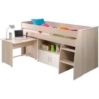 Parisot Hochbett Charly 90 x 200 cm Akazie braun weiß