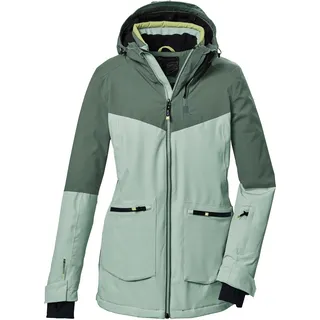 KILLTEC Damen Skijacke/Funktionsjacke mit Kapuze, Schneefang und Unterarmventilation KSW 40 WMN SKI JCKT, hell stahlmint, 46,