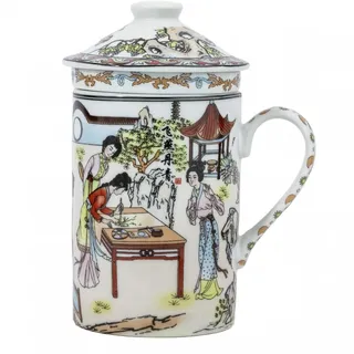 lachineuse – Teekanne/Aufgussschale – Traditionelle Malerei und Kunstdekore – Porzellan – Mehrfarbig – Höhe 14,5 cm – Asiatische Deko-Geschenkidee