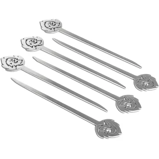 BURNHARD Burgerspieße, 6 Stück, aus rostfreiem Edelstahl, Metallspieße mit breiter Grifffläche, 15 cm lange Schaschlikspieße, als Fleischspieß oder Grillspieß