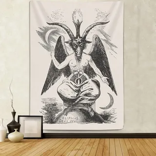 iTapnoom Gothic Devil Demon Tapisserie Wandbehang, Tarotkarte Hexe Wahrsagung Schwarz Home Office Wanddekorationen Ziegenkopf Wandteppiche für Schlafzimmer Wohnzimmer Wohnheim 40 x 60 cm