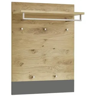 Garderobenpaneel , Grau, Eichefarben , Holz , Eiche, Balkeneiche , furniert , 80x106x27 cm , Goldenes M, Made in Germany, DGM-Klimapakt , Garderobe, Garderoben-Sets & Garderoben-Serien, Garderoben-Serien