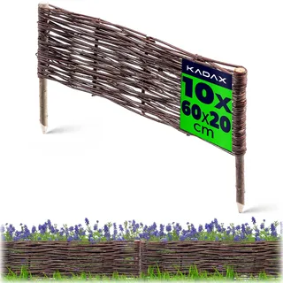 KADAX Palisade aus Weide "Holme", natürlicher Weidenzaun, 20 cm, 10 Stück - Braun