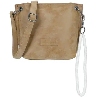 Fritzi aus Preußen Fritzi03N Vintage Crossbody Kunstleder Damen Umhängetasche Handtasche Festival City vegan abnehmbarer Anhänger Vintage-Waschung 22,5 x 20,5 x 8,5 cm, Braun