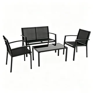 Startech Gartenmöbel Set 4-tlg. Schwarz