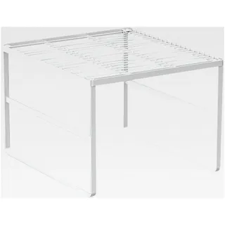 Küchenschrank, Aufbewahrungsregal, stapelbar, Draht, Gewürzregal, Organizer, robust, platzsparend für Badezimmer, Schlafzimmer, Schrank, Waschküche, Büro, Arbeitsplatte, Weiß, 1 Stück