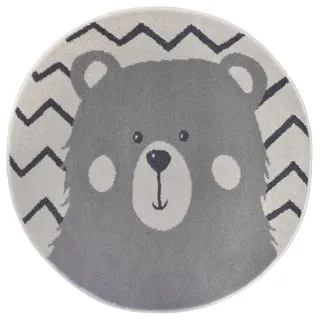 HANSE HOME Adventures Bear« Rund - Bären Muster, Tier Bär Muster Teppich Junge Mädchen für Kinderzimmer, Kurzflor, Spielunterlage