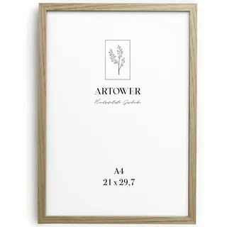 Artower® Bilderrahmen für DIN A4 21 x 30 cm Natur Holz Eiche Dünner Rahmen | Posterrahmen Groß Collage | Picture Frame 21 x 29,7cm | Holzrahmen| Holzbilderrahmen Poster Echtholz