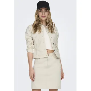 Jeansjacke ONLY "ONLWONDER – Jeansjacke mit Teilungsnähten und Stretch", Damen, Gr. M, beige (ecru), Denim/Jeans;Web;Twill, Obermaterial: 79% Baumwolle, 20% Polyester, 1% Elasthan, unifarben, figurumspielend taillenbedeckt, 1-Knopf-Manschette, Jacken Jeansjacke, sehr figurbetont, casual, Denim, Baumwollmischung, Brusttaschen