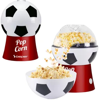 Beper P101CUD053 Heißluft-Popcornmaschine, Fußball-Design, ölfrei, schnell und kompakt, Schüssel inklusive, ideal für Filmabende und Fans