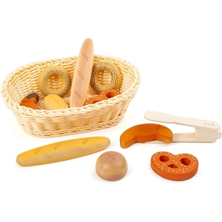 Small Foot Company Small foot 11444 - Brotkorb-Set Fresh für Kinderküche/Kaufladen, Holz, 12-teilig