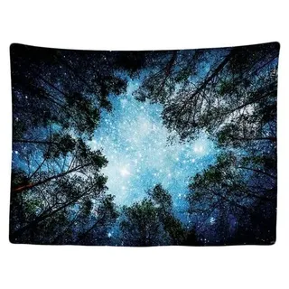 Ibenzoa® Wandteppich Sternenhimmel – HD-Wanddeko aus 100% Polyester, 200 x 150 cm, weiches, leicht zu reinigendes Wandtuch für Schlafzimmer & Wohnzimmer - Blau