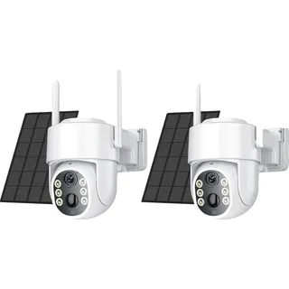 Überwachungskamera, solarbetrieben, 360° Sichtwinkel, 2PCs CAM ohne Karte