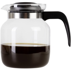 Wenco Premium Glas-Kaffeekanne/Teekanne mit Kunststoff-Deckel, 1,25 l, Transparent, Schwarz (Version 2021)