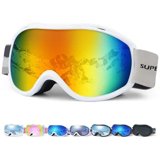 Supertrip Skibrille Damen Herren, Snowboard Brille für Brillenträger | Snowboardbrille Erwachsene Jugendliche OTG UV-Schutz Kompatibler Helm Anti Fog Skibrillen Sphärisch Verspiegelt